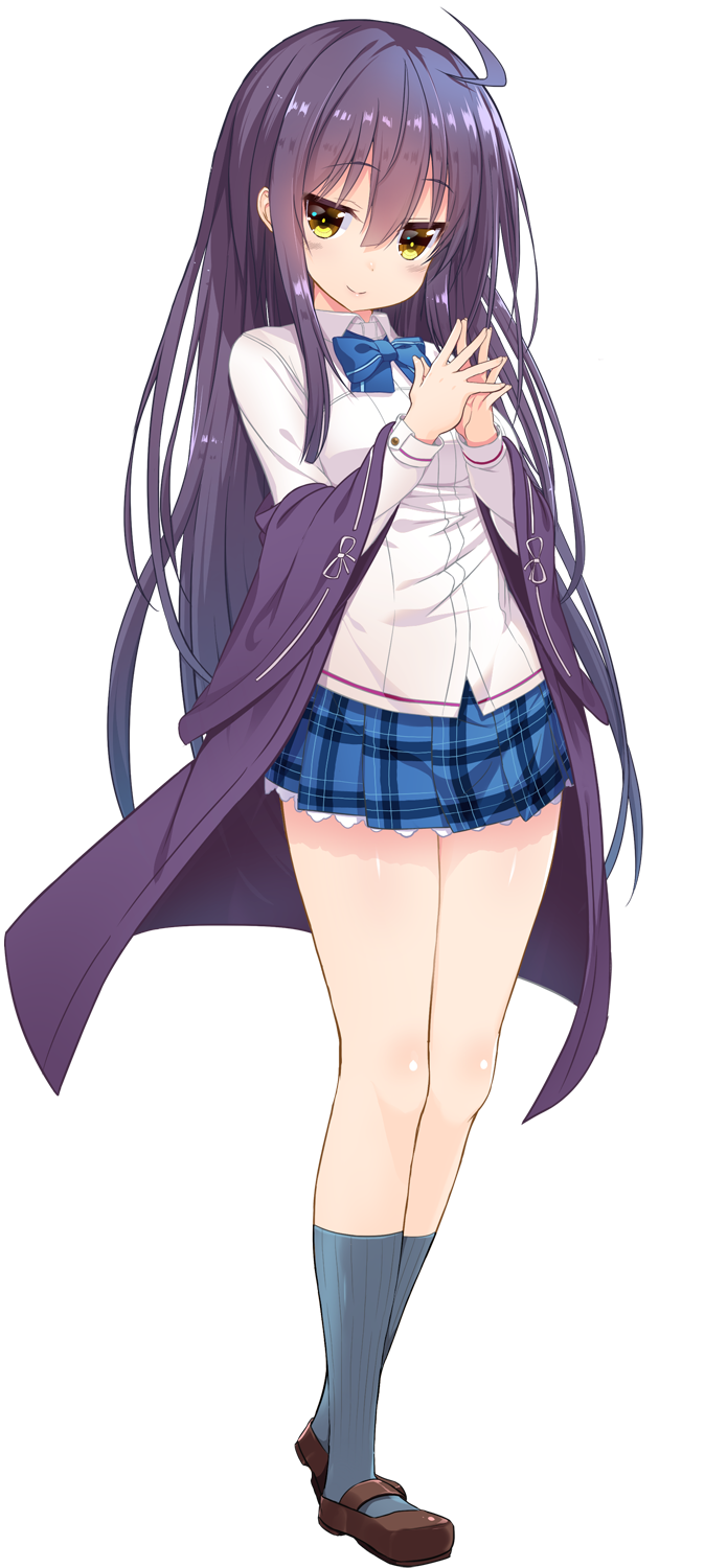 1girl, 5240mosu, ahoge, fingers_together, full_body, highres, long_hair, long_sleeves