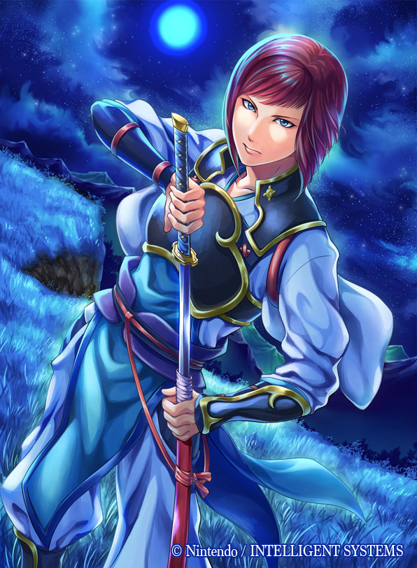 1boy, armor, blue_eyes, brown_hair, company_name, fire_emblem, fire_emblem_cipher, fire_emblem_if