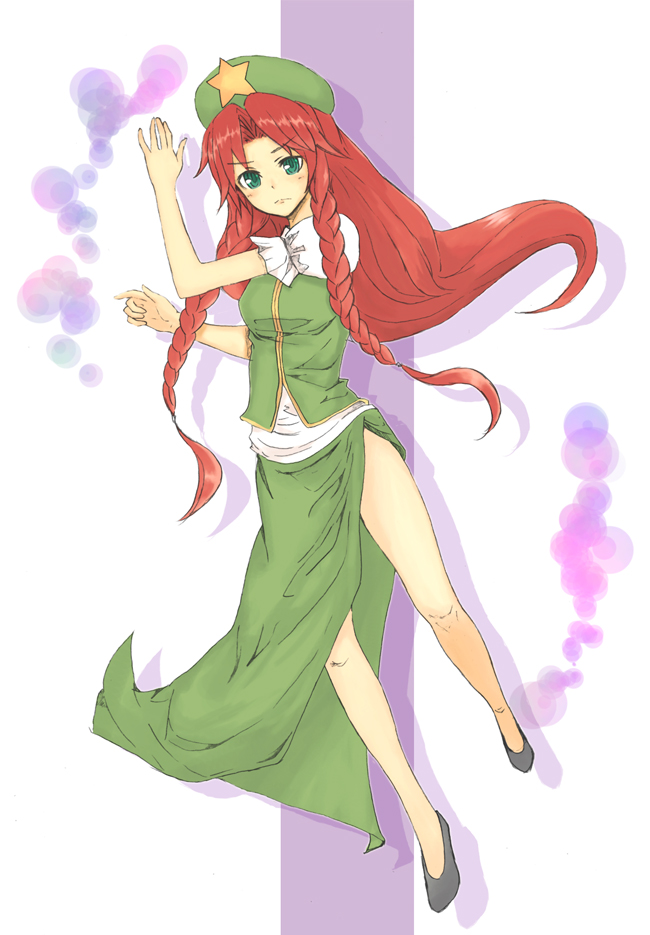 china_dress, chinadress, chinese_clothes, green_eyes, hong_meiling, kiyuren, red_hair, redhead