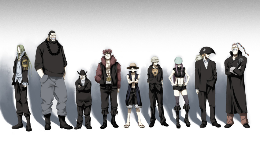 basil_hawkins, capone_gang_bege, eustass_captain_kid, jewelry_bonnie, monkey_d_luffy, one_piece, scratchmen_apoo, trafalgar_law