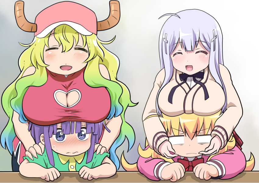 >:(, 1boy, 3:, 3girls, :d, ^_^, aqua_hair, baseball_cap