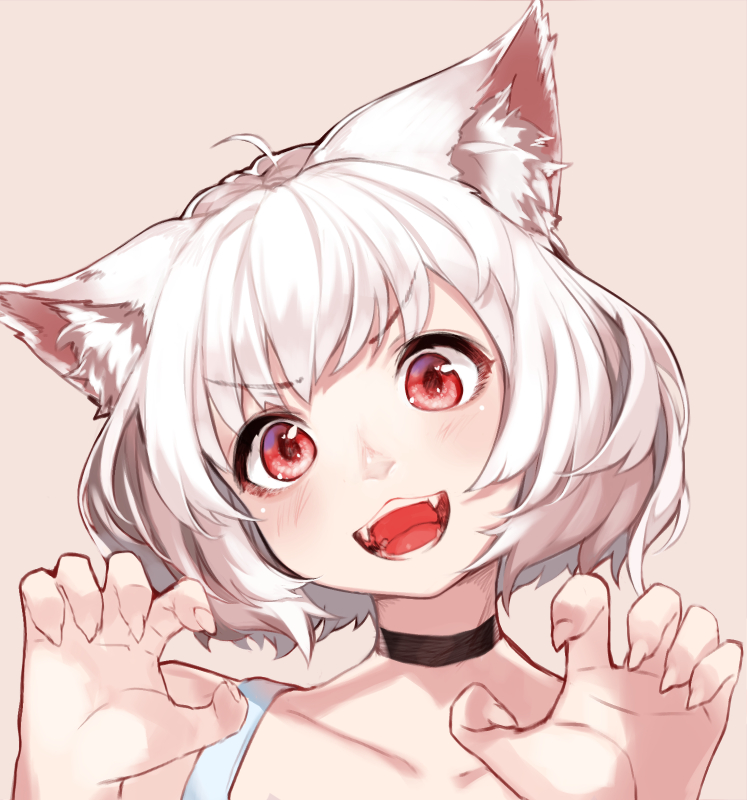 >:3, >:d, 1girl, :3, :d, ahoge, albino, animal_ears