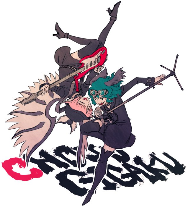 >:d, 2girls, :d, animal_ears, arm_belt, belt, black_boots, black_dress