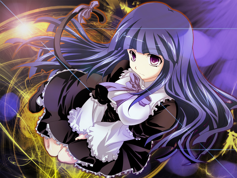 cat_tail, dress, frederica_bernkastel, long_hair, mekabu, purple_eyes, ribbon, ribbons