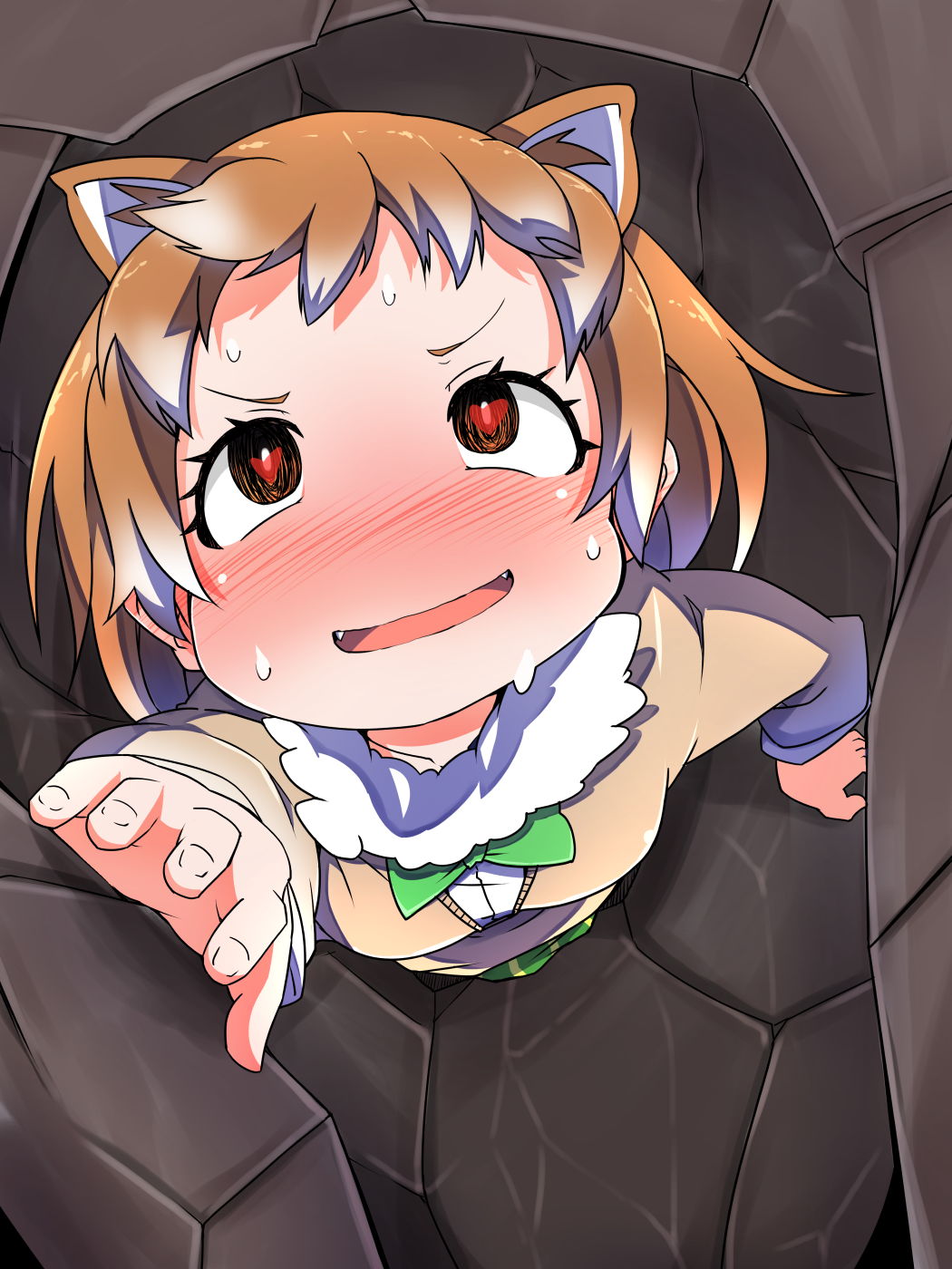 1girl, animal_ears, beaver_ears, black-tailed_prairie_dog_(kemono_friends), blush, digging, fur_collar, heart