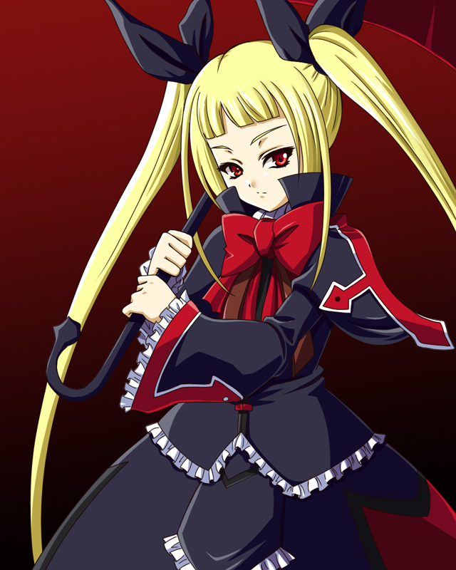 blonde_hair, gothic_lolita, hayami_kyuuen, lolita_fashion, rachel_alucard, red_eyes, ribbon, ribbons