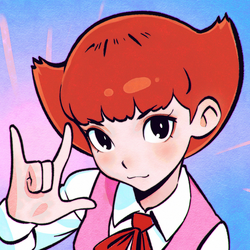 1girl, black_eyes, brown_hair, esper_mami, ilya_kuvshinov, looking_at_viewer, sakura_mami, short_hair