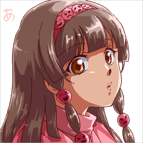 1girl, alluka_zoldyck, brown_hair, headband, hunter_x_hunter, lowres, ponytail, solo, zill_(artist), zill_(lisalisa1983)