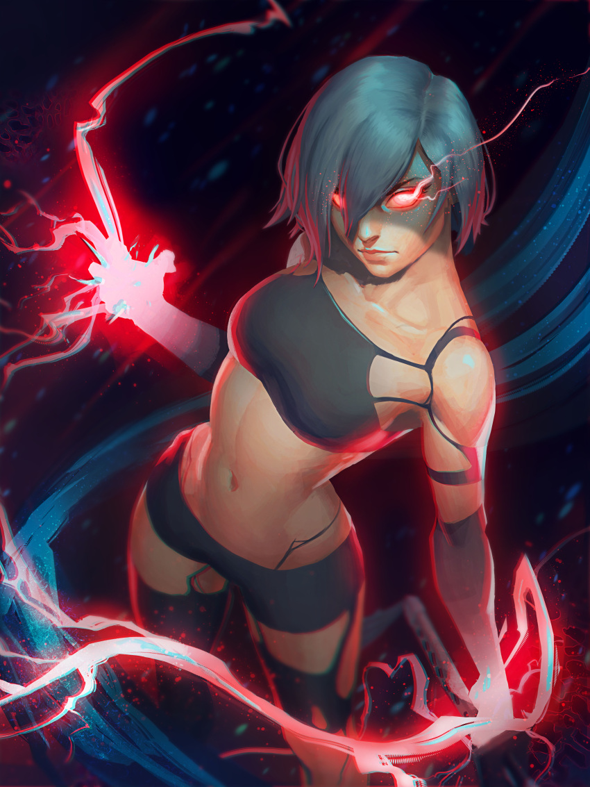1girl, absurdres, android, aura, glowing, glowing_eyes, glowing_hand, highres