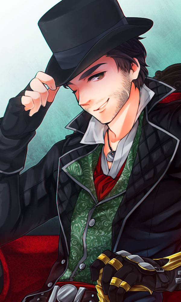 1boy, assassin's_creed:_syndicate, assassin's_creed_(series), beard, belt, black_hair, brown_eyes, facial_hair