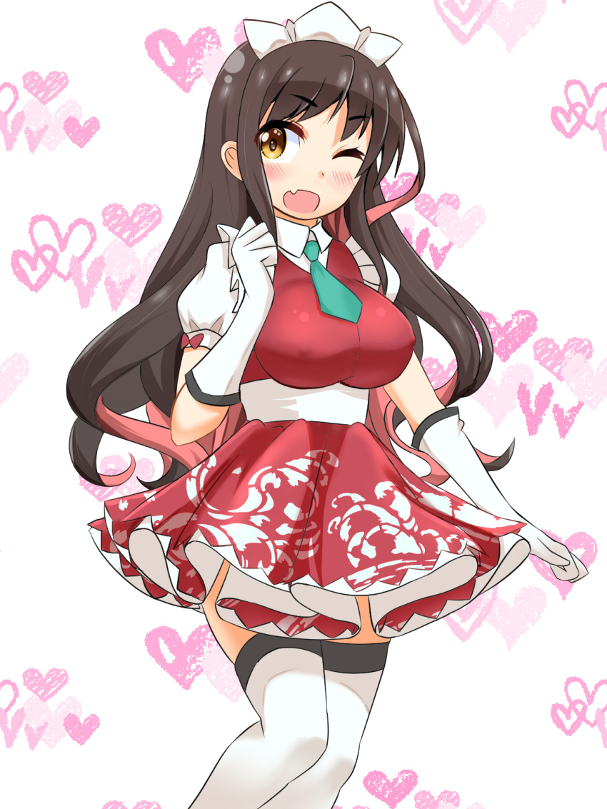 1girl, adapted_costume, battlegaregga, black_hair, blush, breasts, hair_ribbon, highres