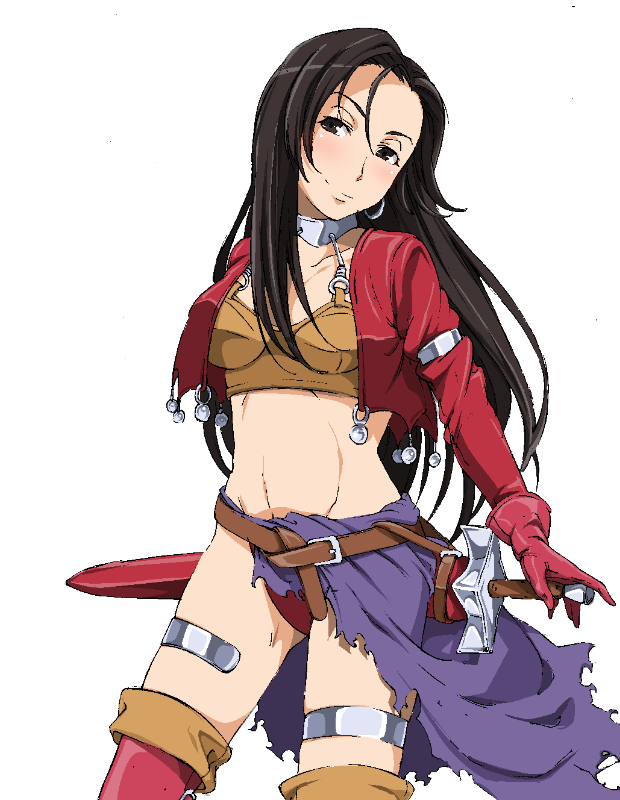 1girl, aira_(dq7), black_eyes, black_hair, breasts, dragon_quest, dragon_quest_vii, earrings