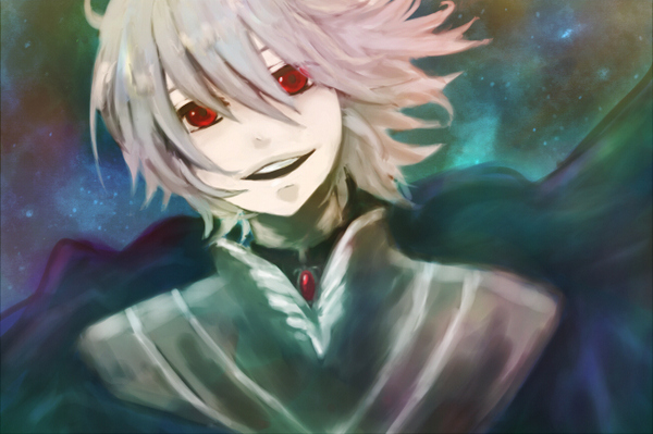 grin, male, red_eyes, smile, soldier_blue, solo, terra_e, toward_the_terra