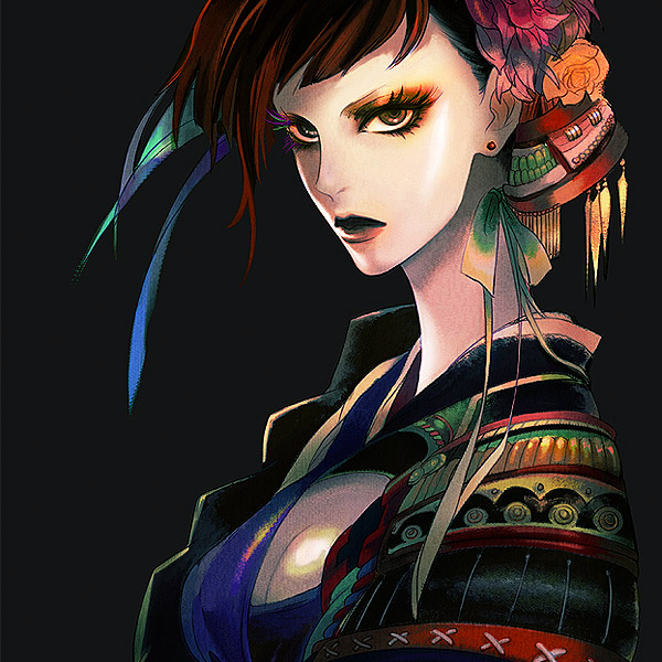 earrings, eyeshadow, jewelry, original, pale_skin, samurai, sayaka_katou