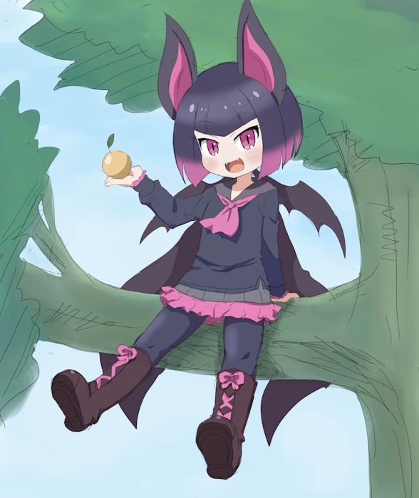 1girl, animal_ears, bangs, bat_ears, bat_girl, bat_wings, boots, cape