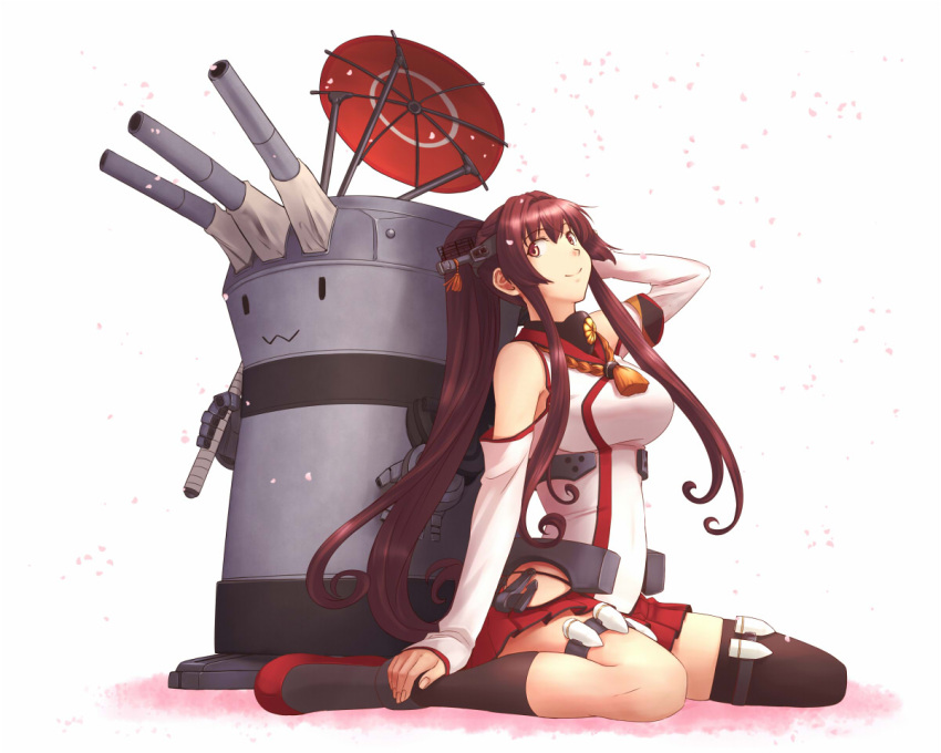 1girl, :3, arm_up, bangs, bare_shoulders, black_legwear, breasts, brown_eyes