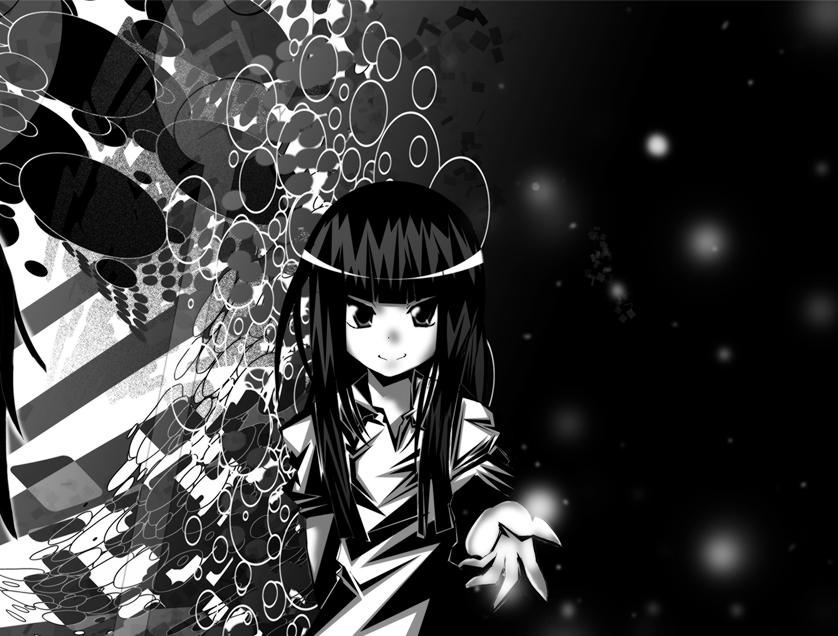 1girl, black_hair, haruhara, long_hair, monochrome, monoe, tagme, yume_nikki