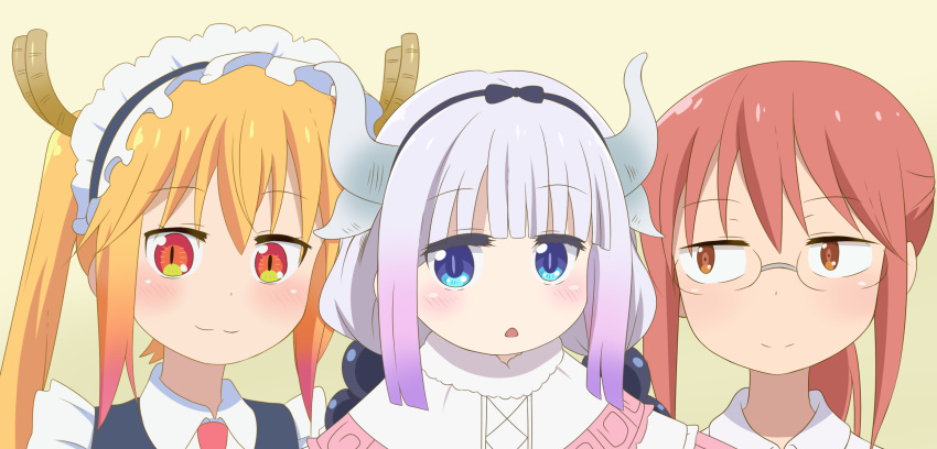 dragon_girl, dragon_horns, glasses, highres, horns, kanna_kamui, kobayashi-san_chi_no_maidragon, kobayashi_(maidragon)