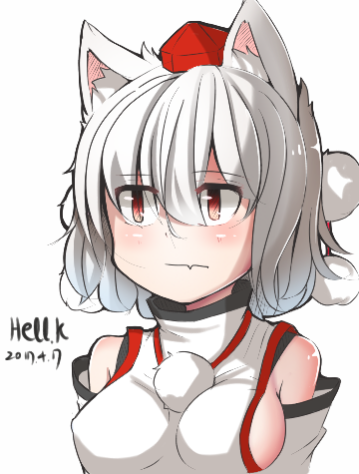 1girl, animal_ears, artist_name, bare_shoulders, blush, breasts, dated, detached_sleeves