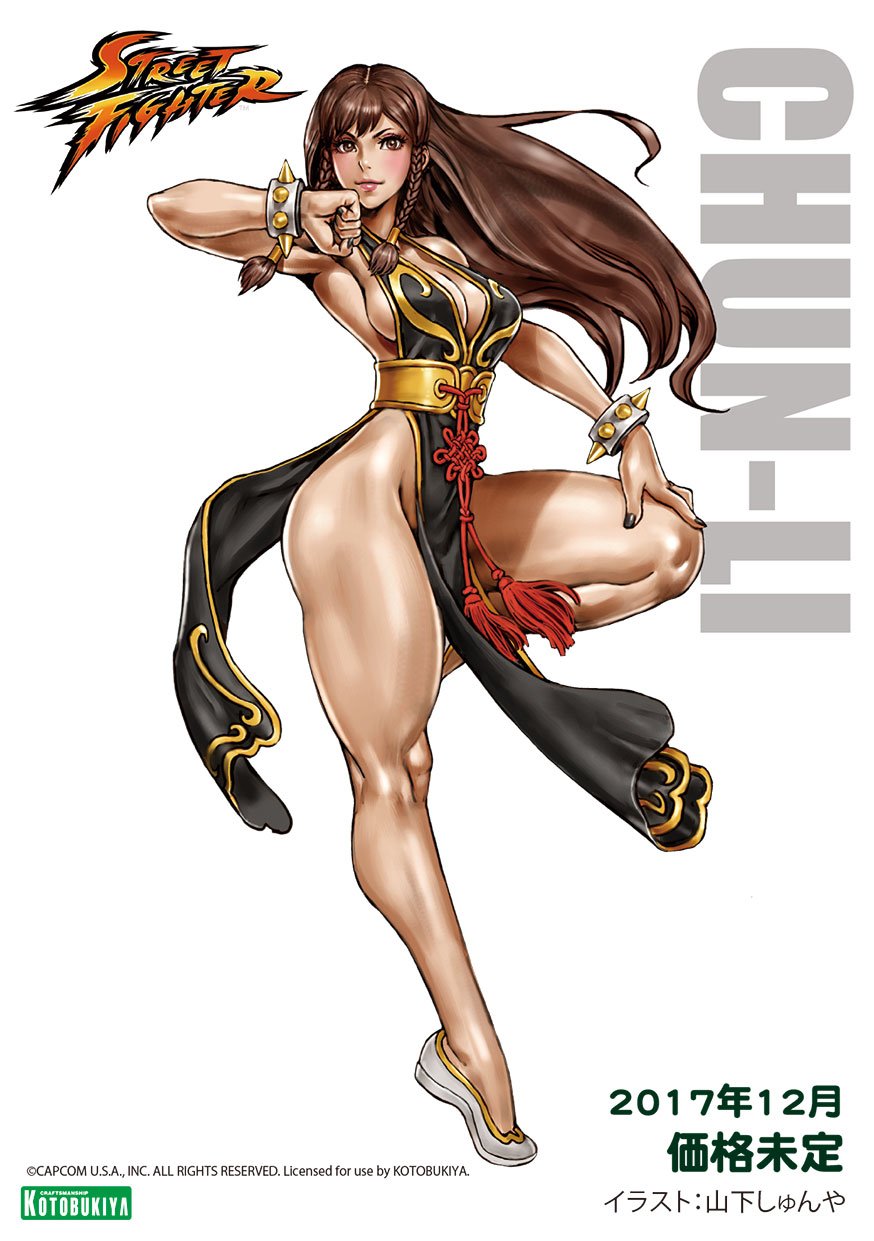 1girl, alternate_costume, bare_legs, bracelet, braid, breasts, brown_hair, capcom
