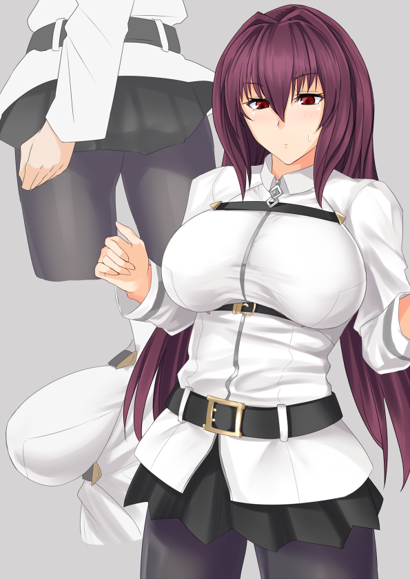 1girl, black_legwear, black_skirt, breasts, cosplay, fate/grand_order, fate_(series), fujimaru_ritsuka_(female)