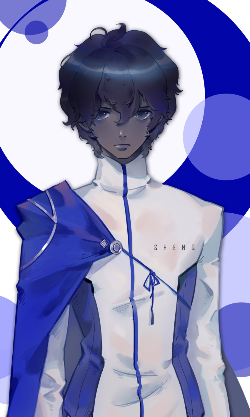 1boy, absurdres, arjuna_(fate/grand_order), artist_name, black_hair, cape, dark_skin, dark_skinned_male