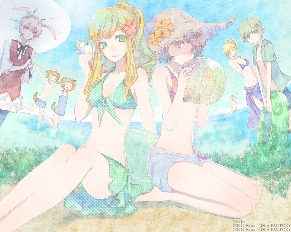 black_wolves_saga, blonde_hair, crossover, fiona_galland, gekka_ryouran_romance, green_eyes, kuroyuki, pearl_(black_wolves_saga)