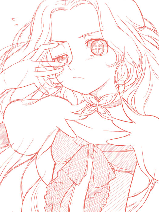 brooch, code_geass, geass, jewelry, long_hair, monochrome, nia_teppelin, nunnally_lamperouge