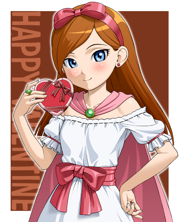 1girl, bare_shoulders, blue_eyes, blush, bow, cape, dragon_quest, dragon_quest_x