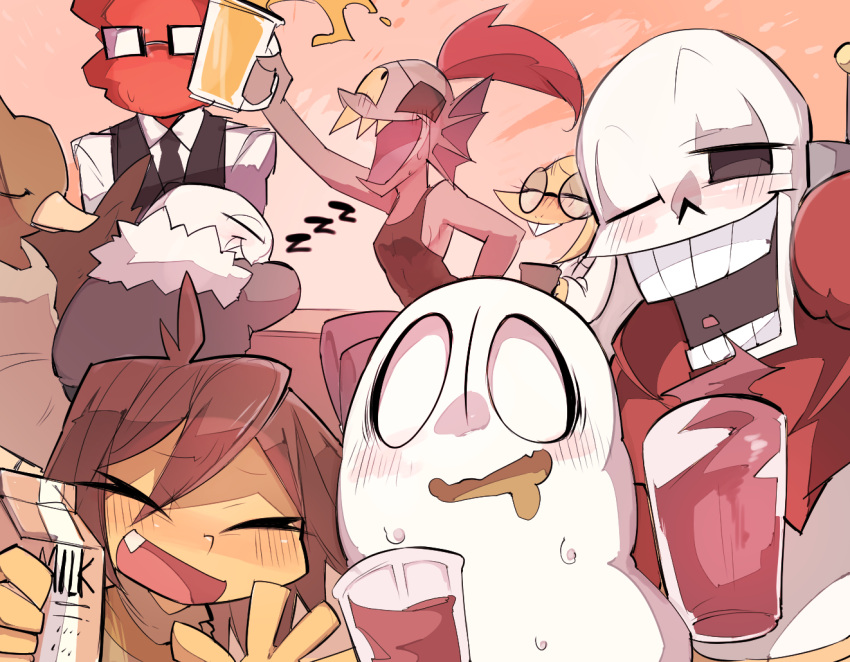 9999gpera, alphys, androgynous, bird, blue_skin, blush, bow, bowtie