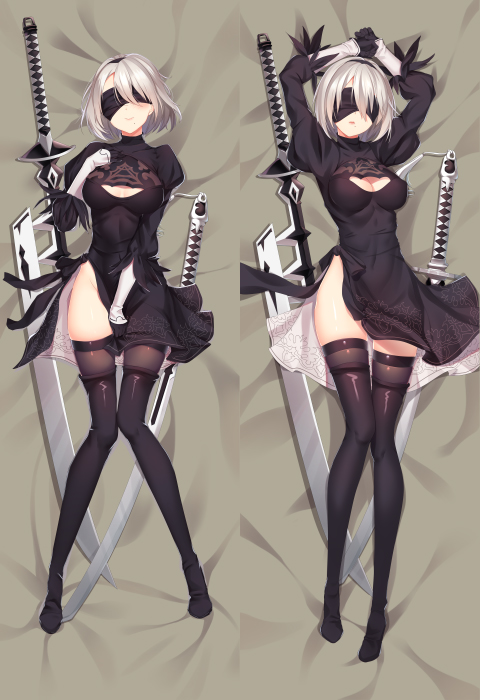 1girl, arms_up, black_clothes, black_dress, black_legwear, breasts, cleavage, cleavage_cutout