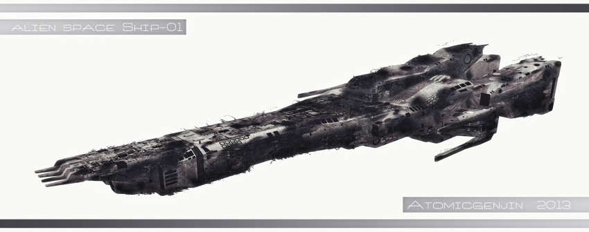 2013, 3d, alien, ass-1, atomicgenjin, burnt, choujikuu_yousai_macross, damaged, dated, energy_cannon, highres, macross, macross:_the_first, macross_zero, original, realistic, redesign, science_fiction, sdf-1, signature, space_craft, supervision_army, turret