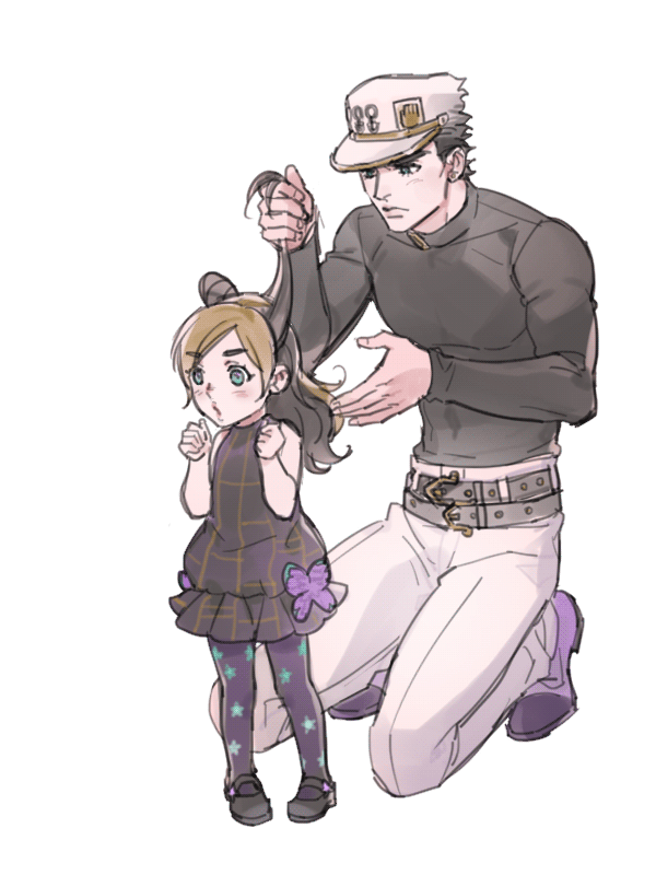 1boy, 1girl, adjusting_another's_hair, animated, animated_gif, belt, black_hair, blue_eyes