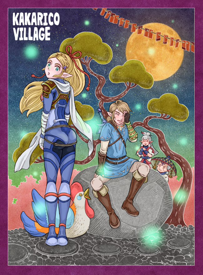 1boy, 3girls, ass, bird, blonde_hair, blush, bodysuit, chicken