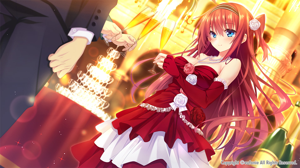 1girl, 2boys, :>, alcohol, bangs, bare_shoulders, black_blazer, black_hairband