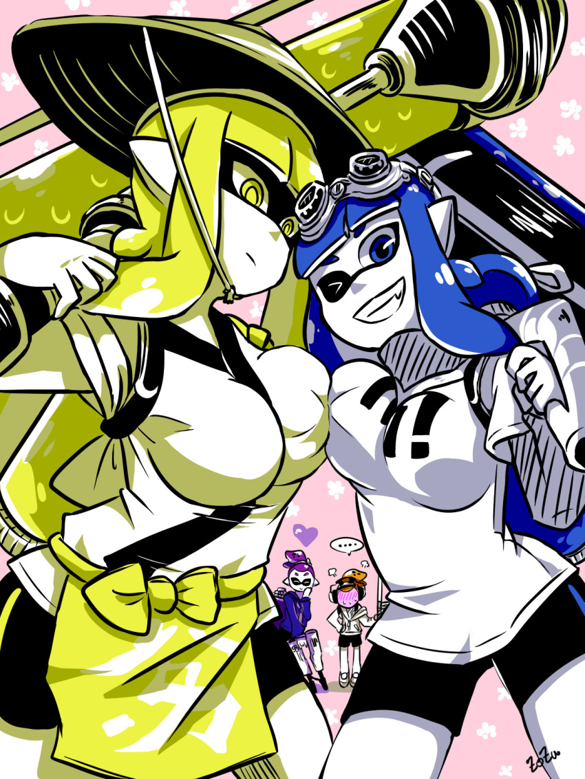 ..., 2girls, ajirogasa, apron, artist_name, asymmetrical_docking, bangs, beauty_(zoza)