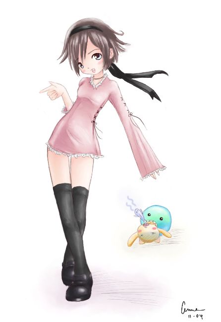 original, pokute, ribbons, thigh-highs, what