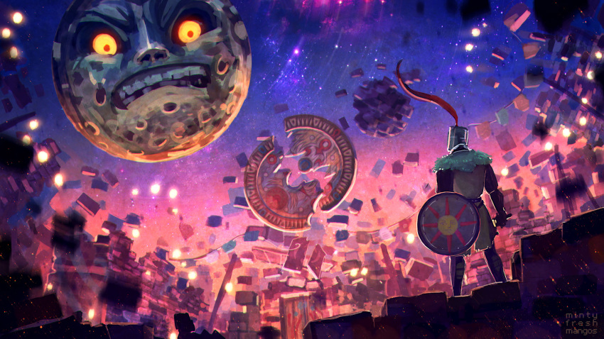 1boy, armor, crossover, dark_souls, full_armor, helmet, highres, knight