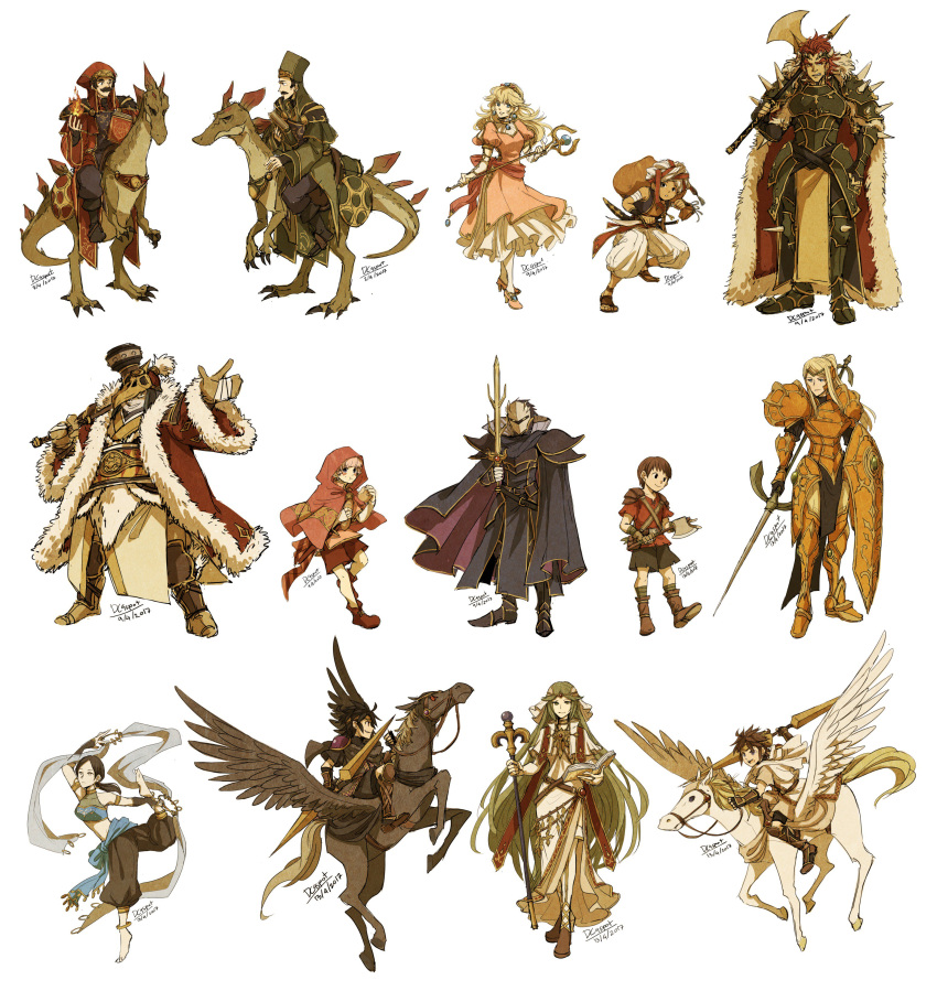 3girls, 6+boys, absurdres, adapted_costume, alternate_costume, arabian_clothes, armor, artist_name