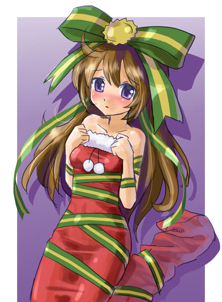 christmas, christmas_sock, christmas_stocking, hair_ribbon, hair_ribbons, katahira_masashi, long_hair, original