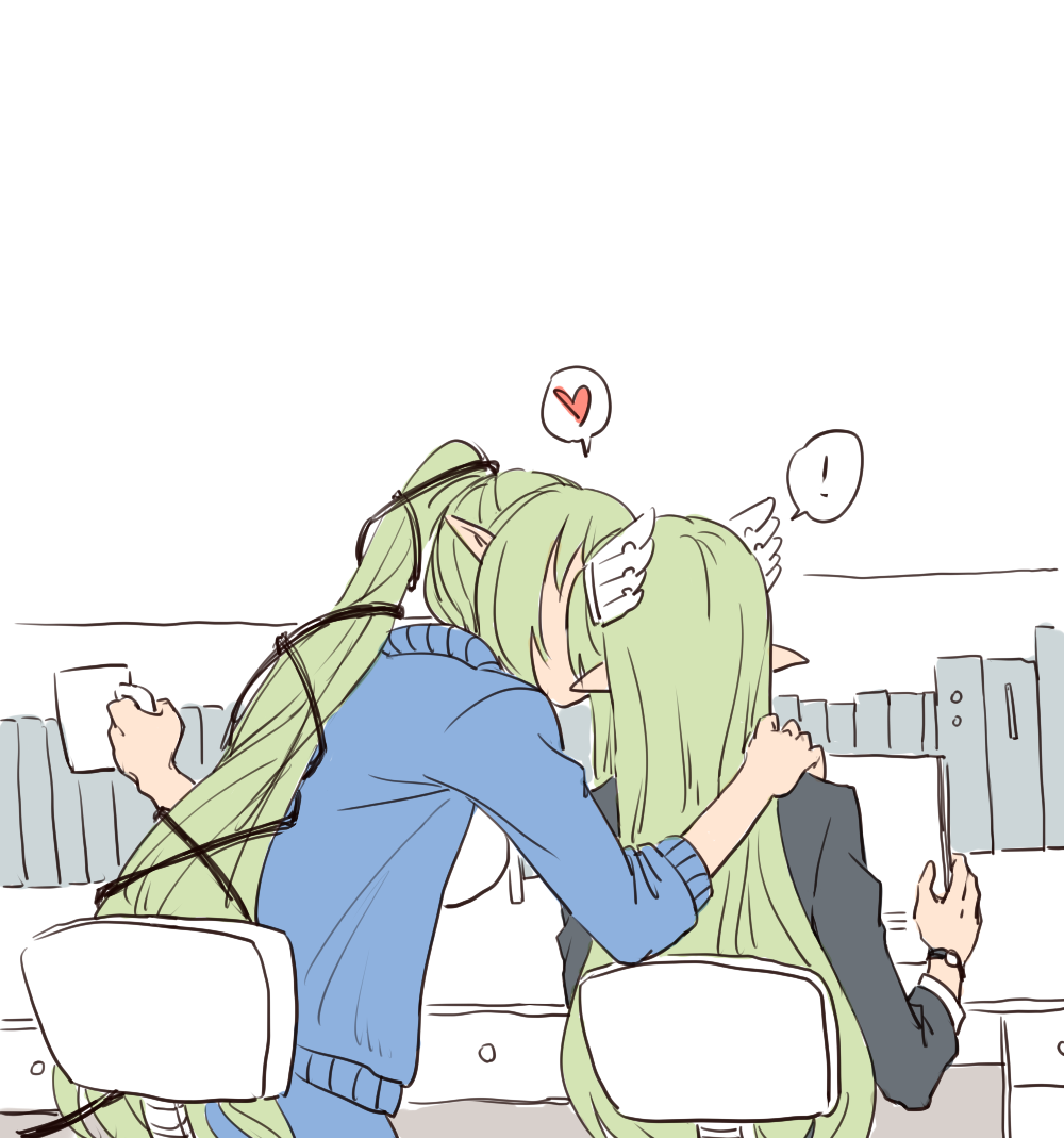 2girls, elsword, grand_archer_(elsword), heart, kiss, multiple_girls, rena_(elsword), wind_sneaker_(elsword)