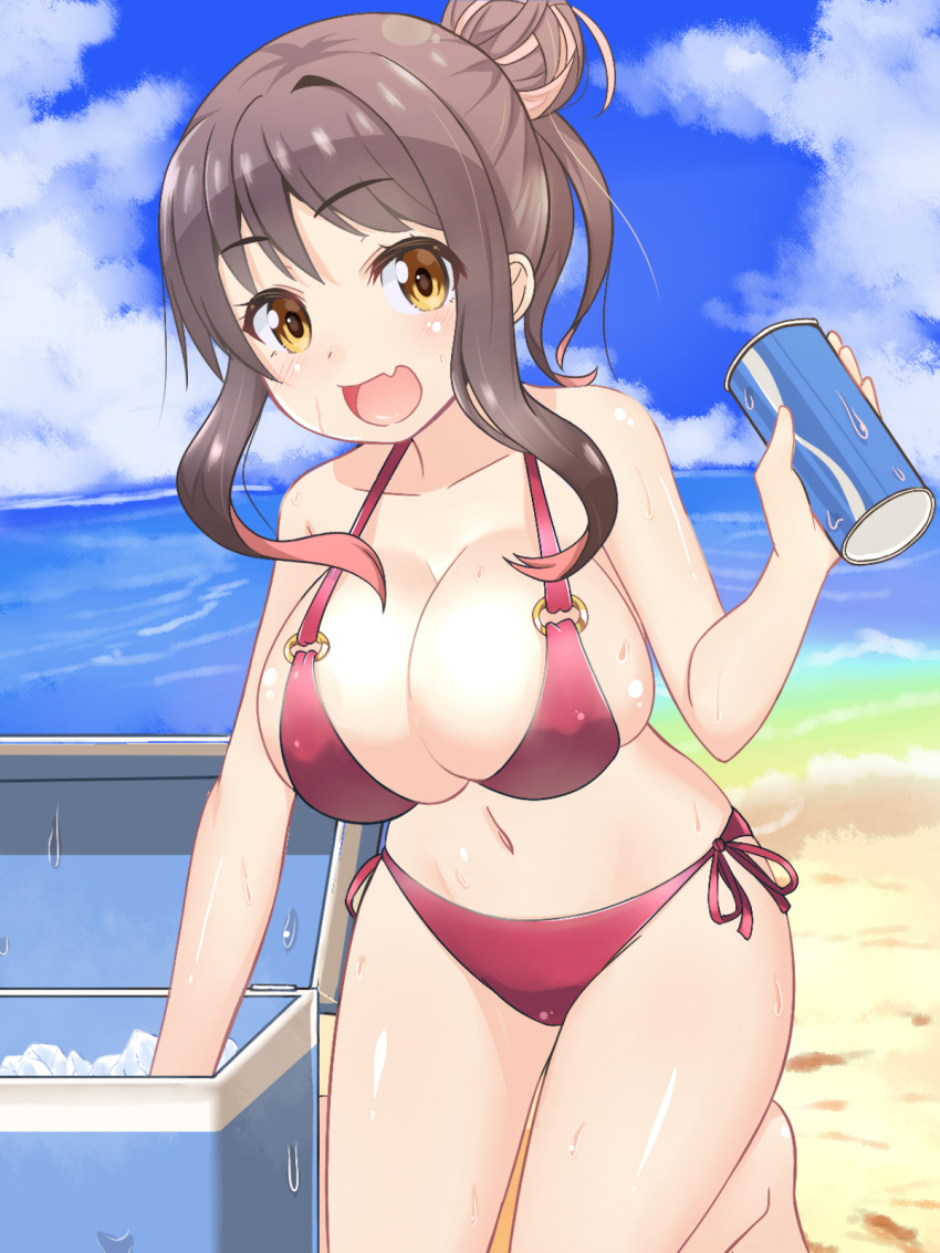1girl, :d, bare_arms, bare_legs, bare_shoulders, barefoot, battlegaregga, beach