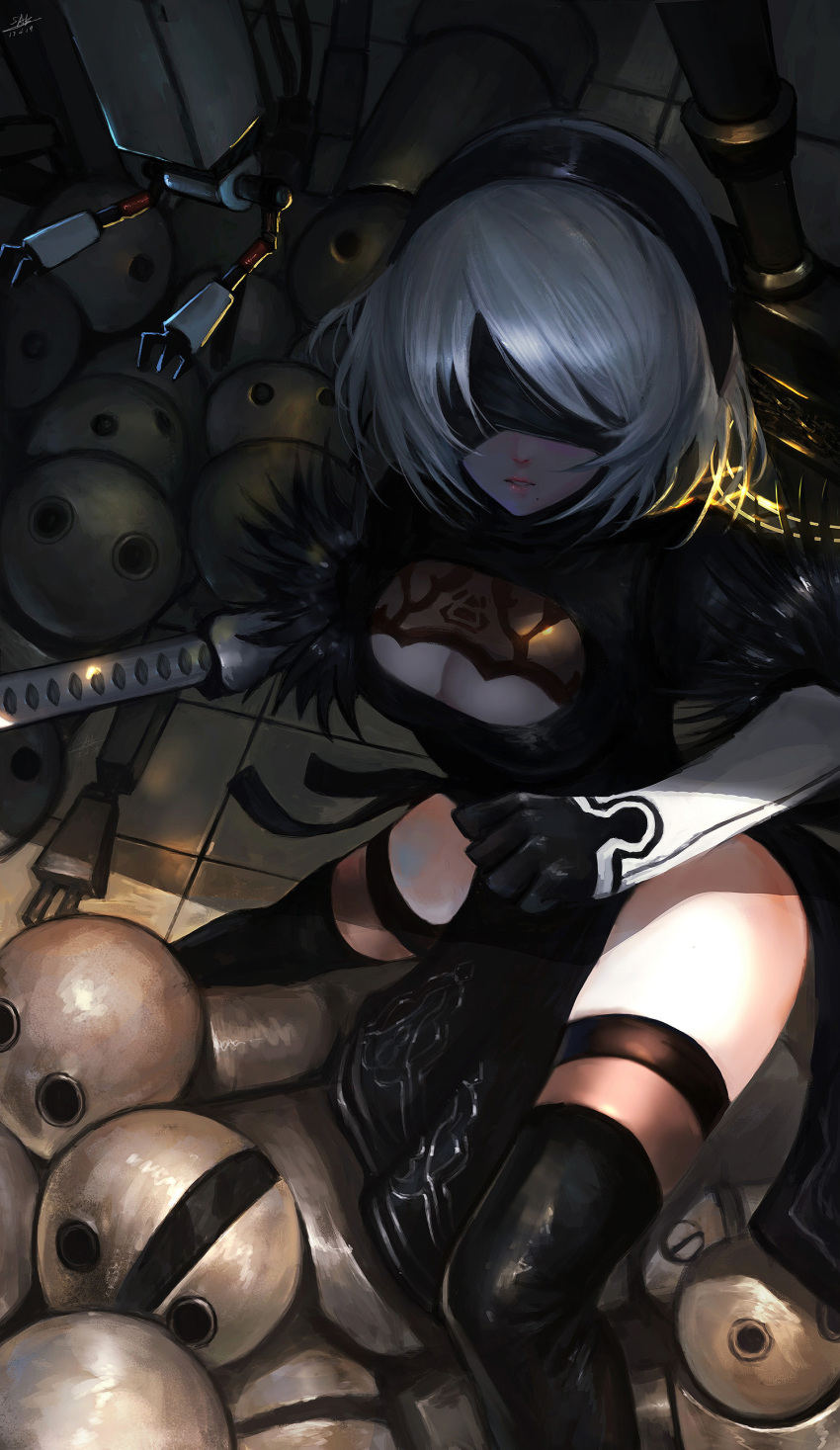 1girl, absurdres, bangs, black_boots, black_dress, black_gloves, black_hairband, black_legwear