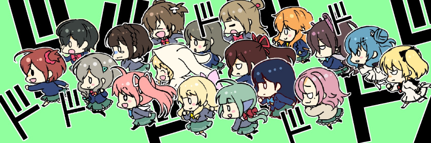 6+girls, ahoge, amano_nozomi, animal_hood, asahina_kokomi, battle_girl_high_school, blonde_hair, brown_hair