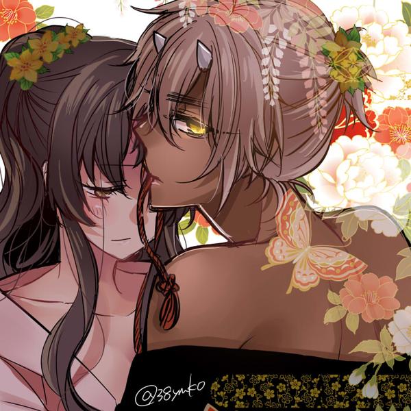 brown_eyes, brown_hair, kayo_(ken_ga_kimi), kei_(ken_ga_kimi), ken_ga_kimi, white_hair, yamika