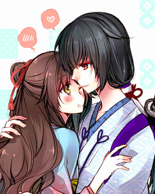 black_hair, kayo_(ken_ga_kimi), ken_ga_kimi, red_eyes, sagihara_sakyou, yamika