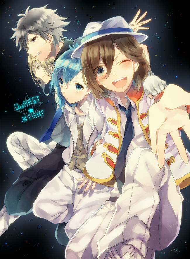blonde_hair, blue_eyes, camus_(uta_no_prince-sama), kotobuki_reiji, kurosaki_ranmaru, mikaze_ai, pixiv_id_3389939, uta_no_prince-sama