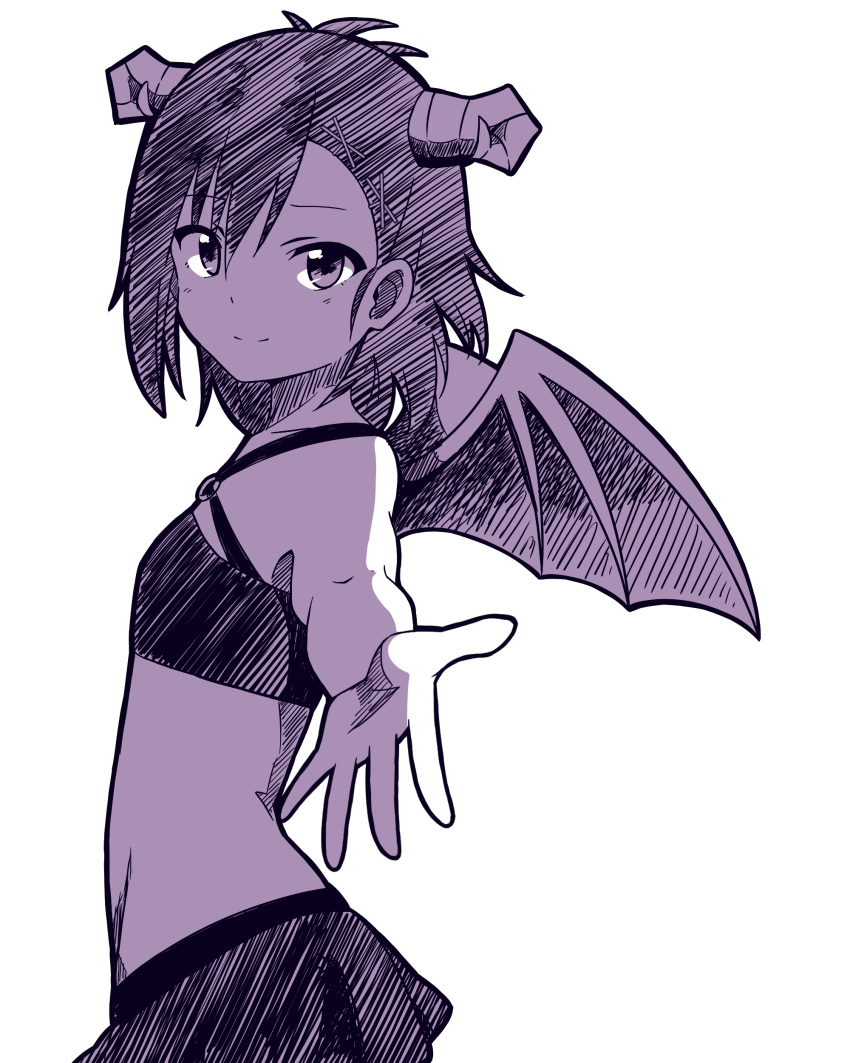 1girl, absurdres, criss-cross_halter, crop_top, demon_girl, demon_horns, demon_wings, gabriel_dropout