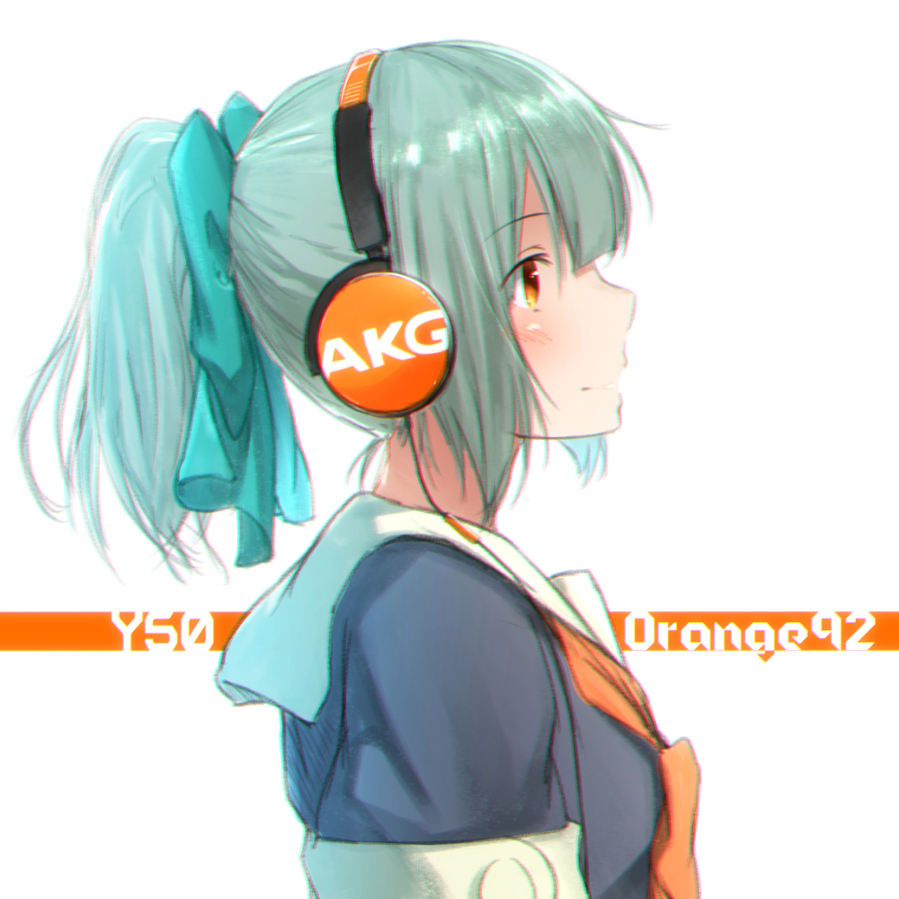 1girl, aqua_bow, bangs, bow, eyebrows_visible_through_hair, from_side, green_hair, hair_bow