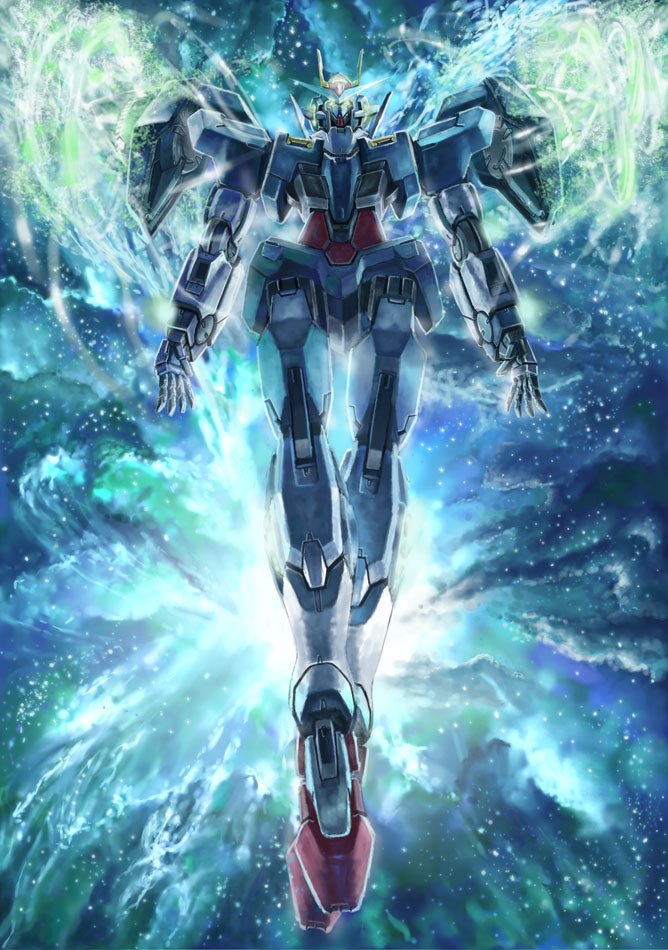 gundam, gundam_00, mecha, retsujin, retsujin_(pixiv40259), solo, sparkle, sparkles